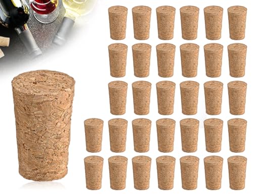 AOYEGIC 32 Pezzi Tappi di Sughero,Tappi per Artigianato,Tappi di Sughero per Bottiglie,Tappi per Vino,Realizzati in Sughero Naturale Tappi per Bottiglie,Tappo di Tenuta Legno tenero(a Forma di Cono)