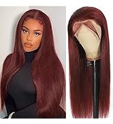 miear Reddish Brown Straight Lace Front Wigs Human Hair HD Transparent 13x4 Lace Front Wigs Human...