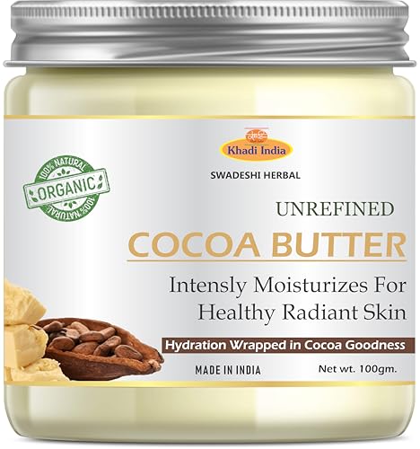 Image of Khadi Cocoa Butter 100% Pure & Natural - Skin Moisturizer & Hair Nourisher | Deep Hydration & Softening, 100gm