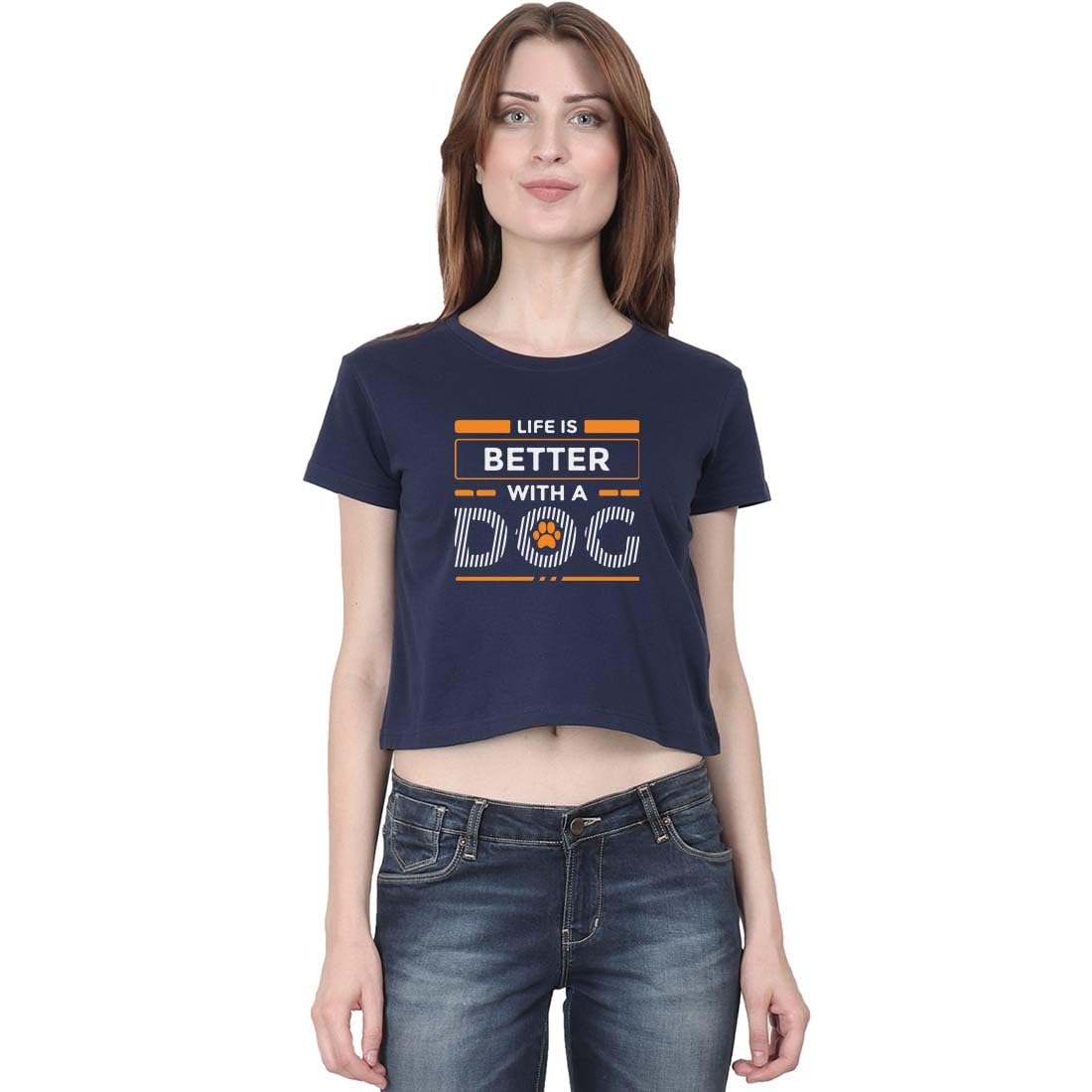 BARKlub Life is Better with Dog Women Navy Blue Dog Croptop (Navy Blue, Small) (B0CN13S88H) Amazon Price History, Amazon Price Tracker