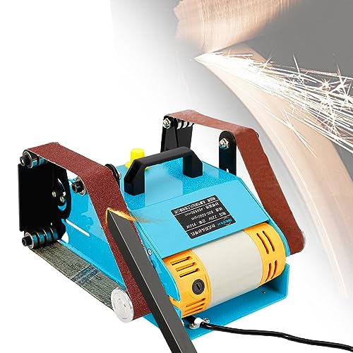 Bandschleifer Polierer, 950W Elektrische Bandschleifmaschine mit 2 Schleifbänder, 800-6000RPM, Winkeleinstellung 0-180°, für Schleifen, Feilen, Schärfen