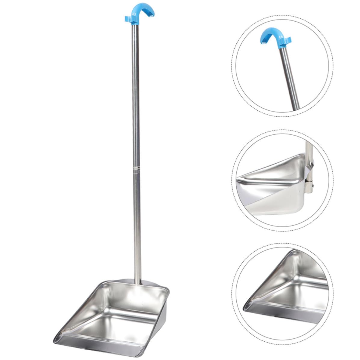 TOYANDONA Pelle à Poussière Verticale en Acier Inoxydable Argenté Résistant à L'usure Design Élégant et Finition Miroir pour Nettoyage Domestique Simple et Pratique