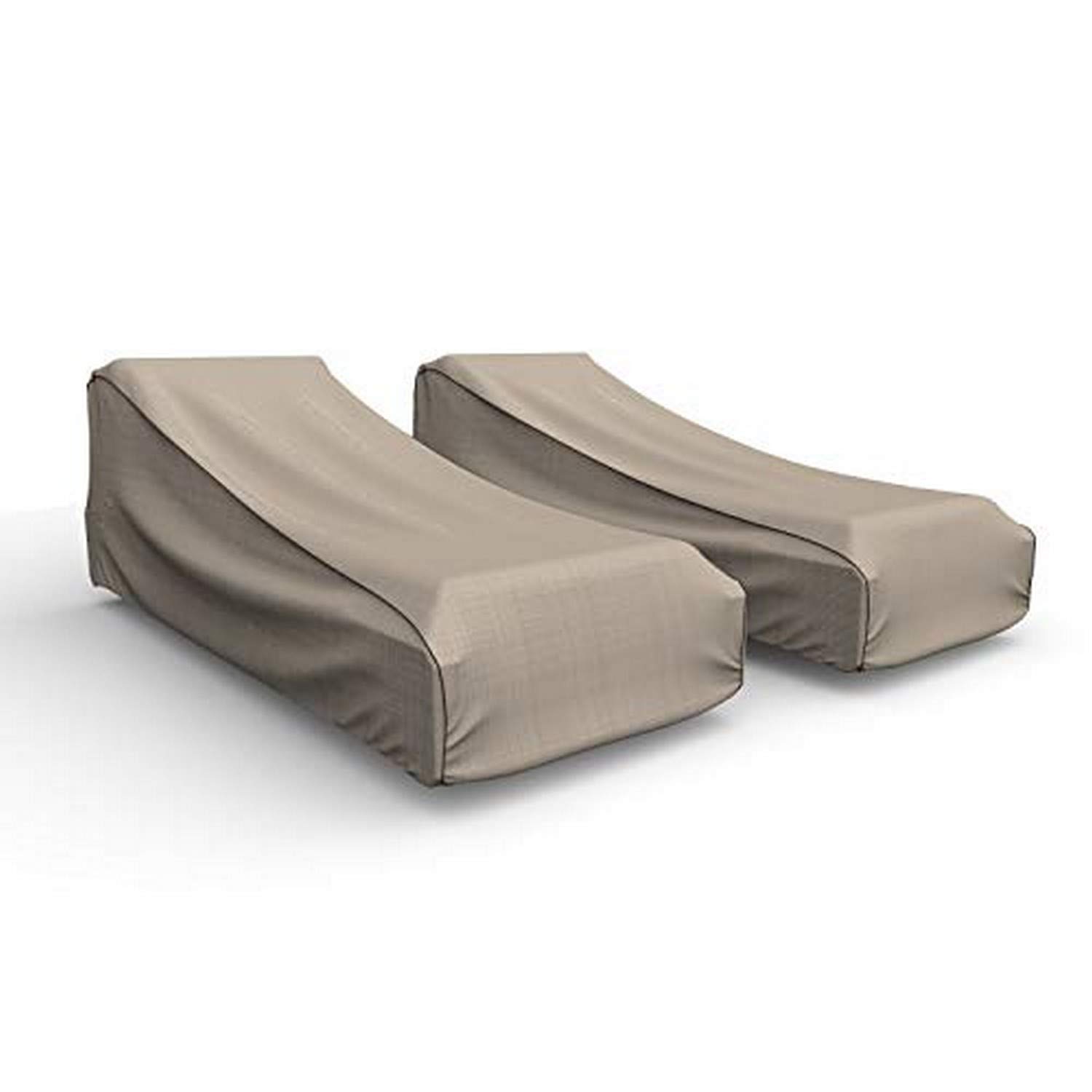 Budge P2A02PM1-2PK English Garden Patio Chaise Lounge Chair Cover (2 Pack) Heavy Duty and Waterproof, Medium, Tan Tweed