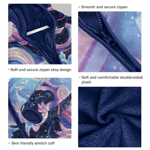 Starry Axolotl Dreamy Swirls Toddler Fleece Jacket Girl Boys Hooded Fleece Jacket Coat Warm Outwear Zip-up 3-10T3