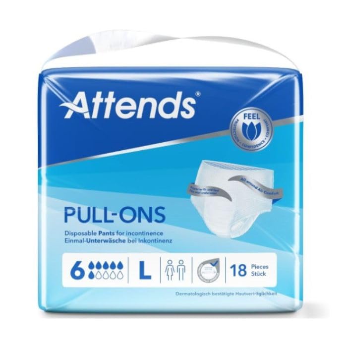 Sponsored Ad – Attends Pull-Ons 6 L | Disposable Pants for Incontinence | Pack of 18