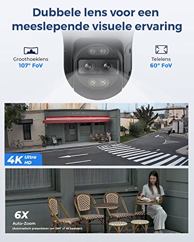 Reolink 4K Dual-Lens PTZ PoE camera 6X hybride zoom, 355° pan 90° tilt, nachtzicht in kleur, detectie van personen/voertuigen/huisdieren, automatische tracering, twee-wegs audio, Reolink TrackMix PoE - Afbeelding 4