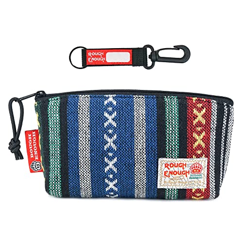 Rough Enough Small Makeup Cosmetic Bag for Purse Insert with Zipper for Makeups Travel Essentials Folk Stripe
