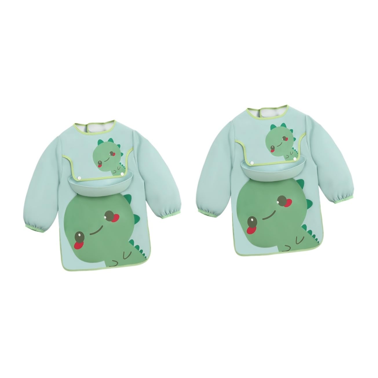 Toyvian 2piezas Babero Para Bebés Con Mangas Largas y Bolsillo Frontal Delantal De Alimentación y Pintura Cartoon Para Niño Niña Protección Completa Contra Manchas y Diversión Sin