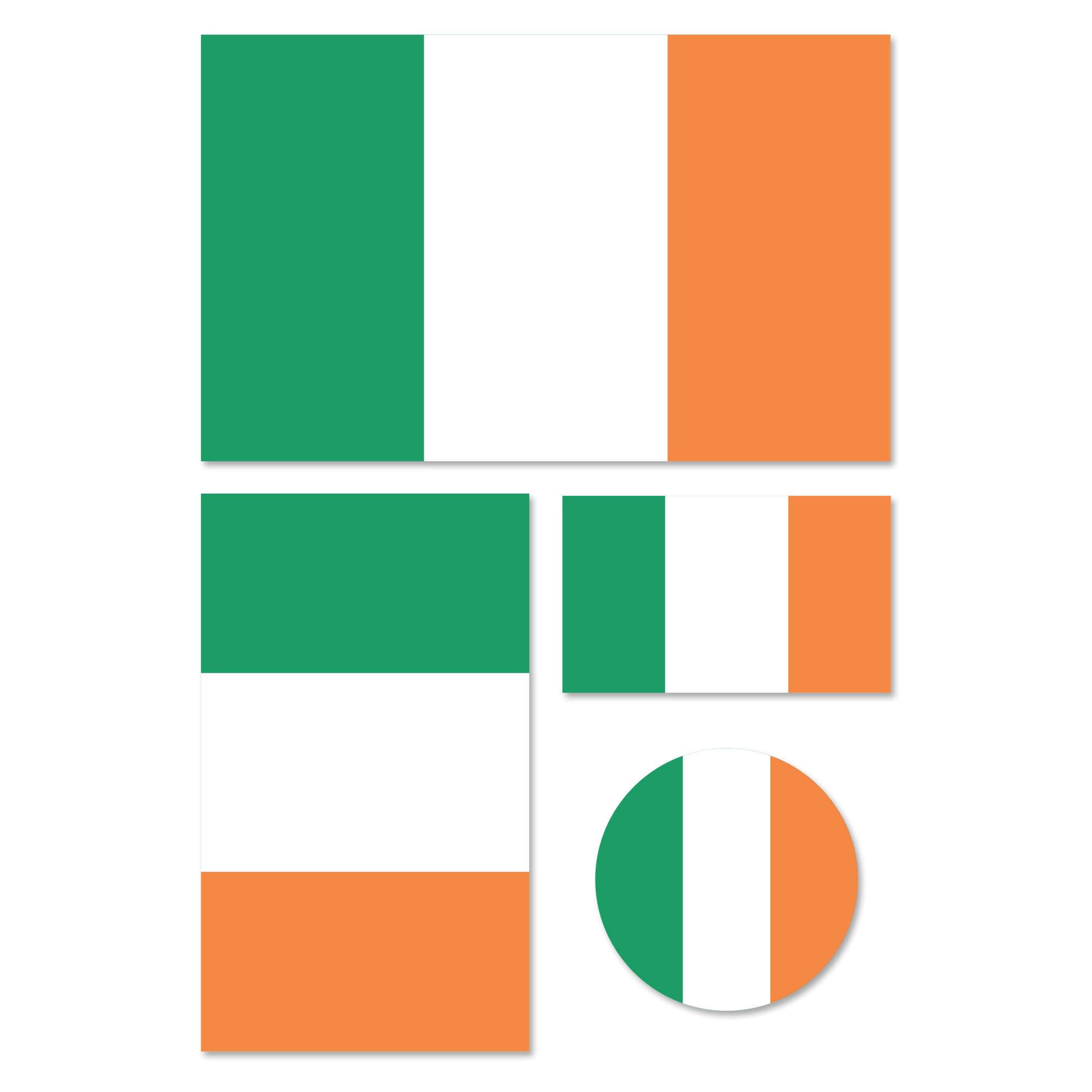 Premium Irish Tricolour Flag Sticker Set – 4 x Vinyl Decals for Laptop, Phone, Tablet, Helmet – Bubble-Free, Repositionable & Weatherproof – Ireland Pride Souvenir & Sports Fan Accessories (IRL)