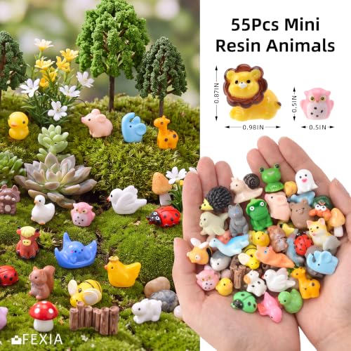 Image of FEXIA 55 Pcs Mini Resin Animals 55 Styles Tiny Animals Figurines Desk Pets