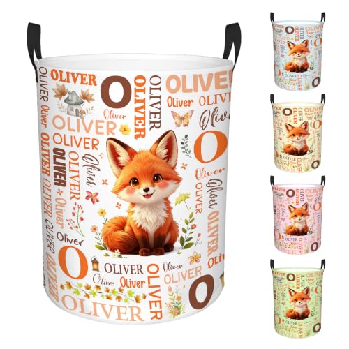 Image of Custom Fox Laundry Hamper, Personalized Laundry Basket with Name, Customized Dirty Clothes Basket for Clothes Toy Bathroom Bedroom Storage,S-16.5 inchX 13.8 inch