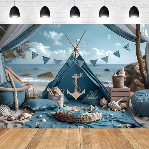 Toile de fond bleue bébé garçon de 2,1x1,5m pour studio photo