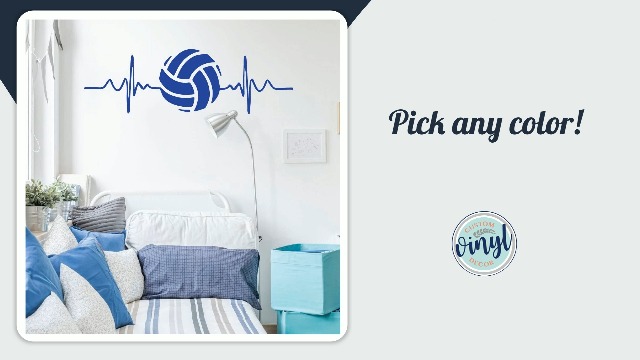 Vinilo decorativo con diseño corazón y voleibol miniatura 7