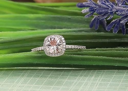 Dazzlingrock Collection 6mm Round Morganite & White Diamond Halo Engagement Ring for Women in 10K Solid Gold3