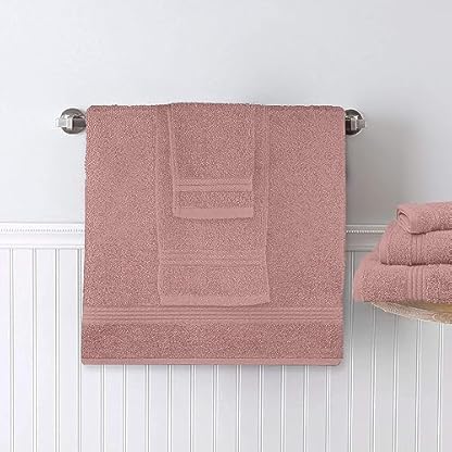 DAN RIVER Handtuch-Set, 100 % ringgesponnene Baumwolle, 8-teilig, Dusty Rose, 2 Badetücher, 2 Handtücher und 4 Waschlappen, 550 g/m² – weiche, saugfähige Baumwolltücher für Badezimmer, Spa und – Bild 8