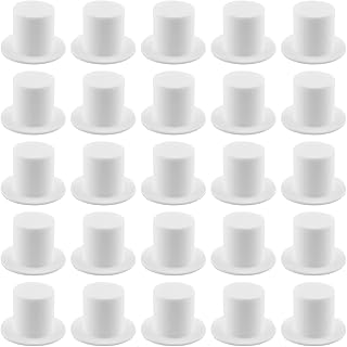 JCBIZ 60pcs Mini White Plastic Top Hats DIY Decorative Hat Crafts DIY Cake Decoration for Christmas Party, Birthday Family Party