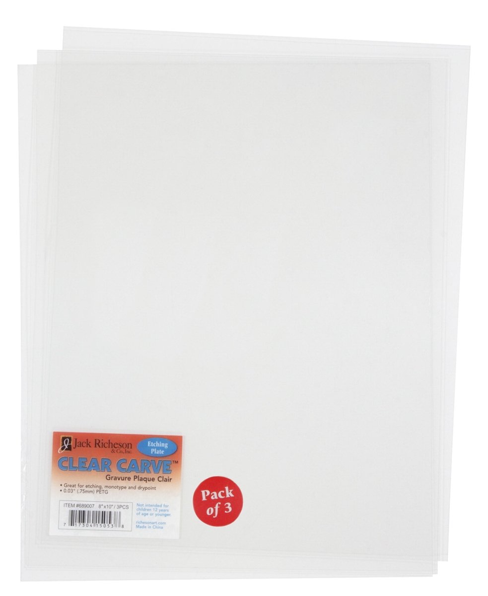 Jack Richeson 1591468 Clear Carve Etch Plates, 8 x 10 in. - Pack of 3
