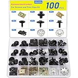 HOLMOL Karosserieschrauben 100 Stück, 8 Typen Blechmuttern Sortiment für Befestigen & Reparieren, Enthält Klemmscheiben Hitzeschutzblech, U Type Befestigungsclip, Auto Body Undertray Fen-der Schrauben