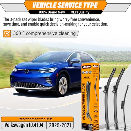Image of OEM Windshield Wiper Blade Replacement for VW Volkswagen ID.4 ID4 2021 2022 2023 2024 2025 Original Equipment All -Season Rear Wiper Blade Set 28+18+11 (Set of 3)