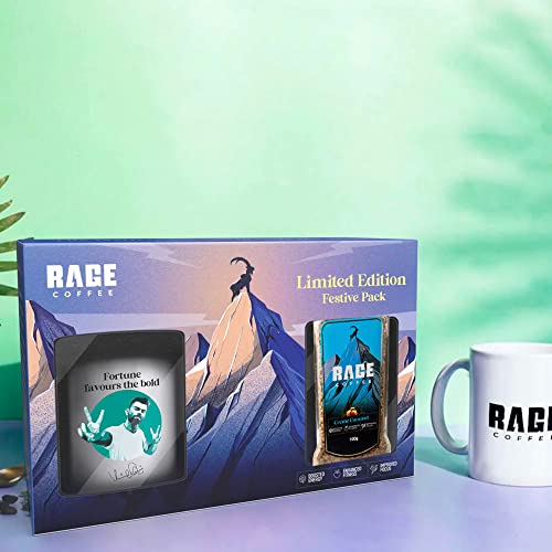 Image of Rage Coffee Combo - Instant Coffee Kit With Free Mug | 100 gms Festive Gift Pack | Combo with Mug | Hot or Cold Coffee | Premium Arabica Coffee beans (Creme Caramel with Mug, 100g)