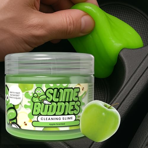 Slime Buddies Masilla de gel de limpieza de coche, herramienta de detalles interiores perfumada de manzana para portavasos, rejillas de ventilación y teclado, accesorios reutilizables para detalles de