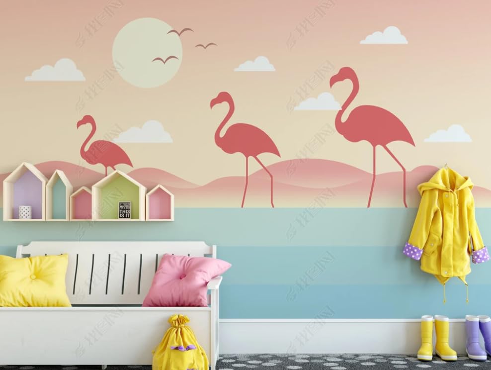 Papier peint flamant rose une note de poésie fraîche dans le salon - 2