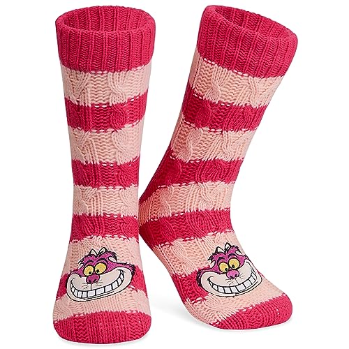 Calcetines zapatillas mujer Disney antideslizantes calentitos de invierno rosa Cheshire 35-41