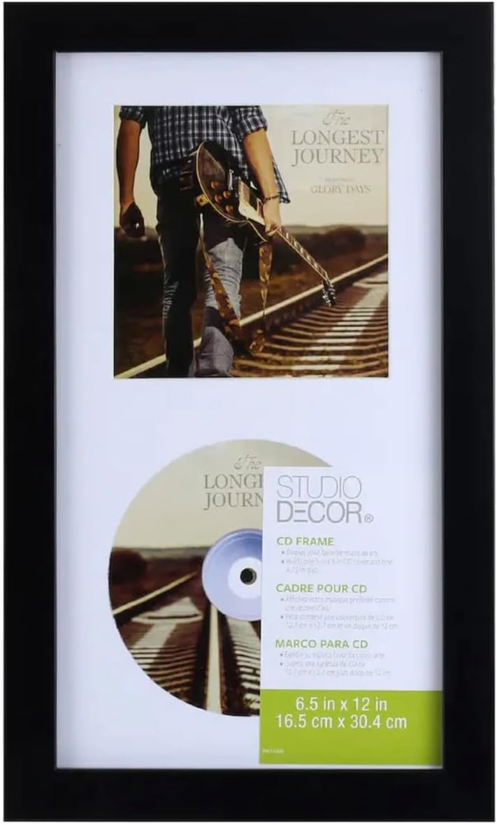 Studio Decor Standard CD Frame Display Case, Black Frame, 6.5" x 12", Real Glass