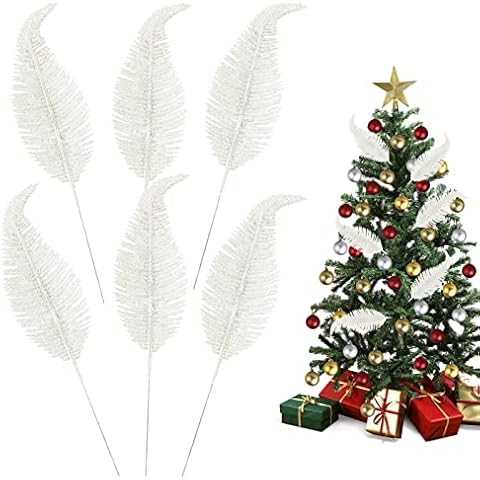 MOTONG 6PCS Glitter Christmas Tree Feathers Cover