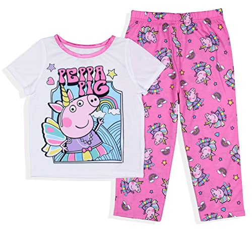 Komar Kids Peppa Pig Toddler Girls Unicorn Princess Short Sleeve Pant 2PC Pajama Set