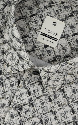 Image of 7-DAYS Men's Premium Formal Printed Shirt - 100% Cotton, Regular Fit, Full Sleeves, with Pocket - Stylish for Special Occasions.