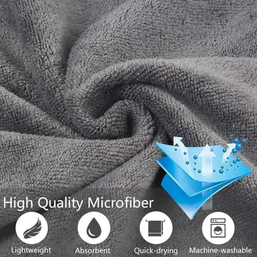 Image of Pack of 6 Microfiber Cloth for Car Drying - 60x40cm Car Cleaning Cloth 400 GSM Superior Softness, Super Water Absorbent Towel for Car, Bike and Household Cleaning - Grey