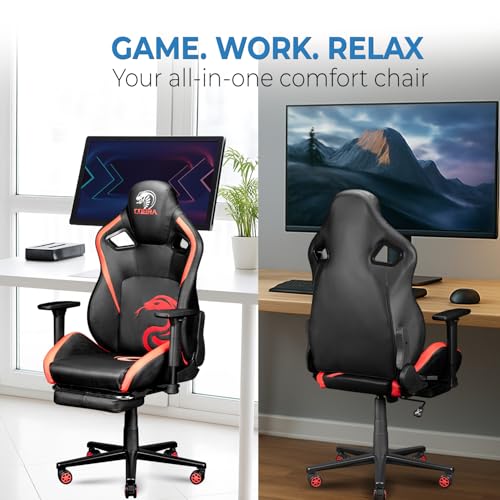 Image of NiTHO COBRA GM Gaming Chair Ergonomic Office Chair | Reclining Computer Desk Chair with 3D Adjustable Armrests, 135 Backrest Tilt, Retractable Footrest, Class 4 Gas Lift, Heavy Duty Base, Red & Black