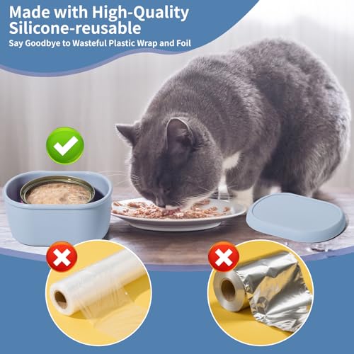 SLSON 2 Stück Lagerung geöffneter Katzenfutterdosen für 70g-85g,65mm Dosen,Silikon Katzenfutter Lebensmittelbehälter,Dosendeckel Katzenfutter,Deckel für Dosen,Gefrierbehalter
