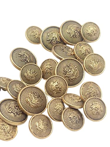B&C Fancy Antic Gold Polish Plastic Buttons for Coat/BLAZZERS/Ladies Suit and Dresses (Set of 12 Buttons-6 Large +6 Small)(Golden 025