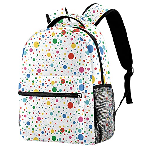 Sac à dos de voyage et loisirs à pois multicolores pour l'école des filles et garçons