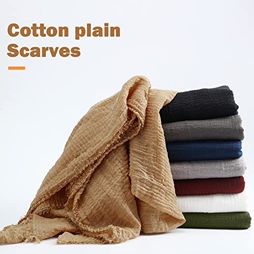 Zhanmai 8 PCS Women Hijab Scarf for All Season Cotton Muslim Scarf Shawl Crinkle Hijab Mixed Color3