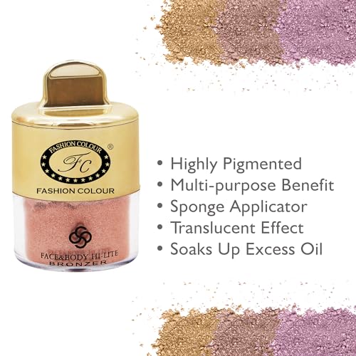 Image of FASHION COLOUR Face and Body Hi-Lite Bronzer | Highlighter For Effortless Shine | Soft Glow Highlighter | Mettalics Body Shimmer | 4g | Shade 12