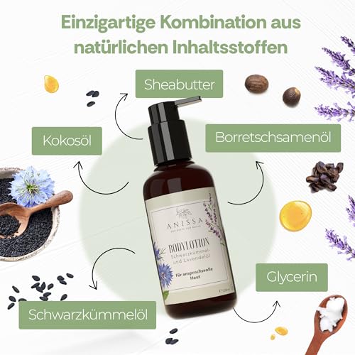 Anissa Naturkosmetik Bodylotion - verzorging voor veeleisende en gevoelige huid, hydraterend, natuurlijke ingrediënten, veganistisch, 200 ml - Body Lotion Dames Skin Care - Afbeelding 4