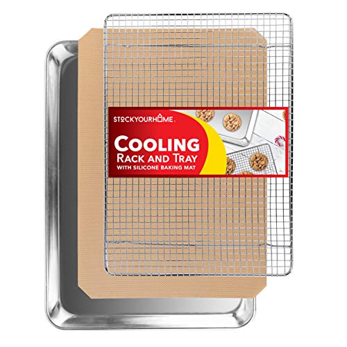 Stock Your Home Aluminum Sheet Pan Cooling Rack and Silicone Mat 3 Piece