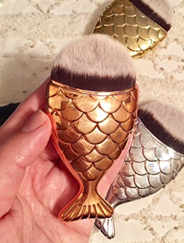 The Chubby Mermaid Goldfish Foundation Makeup Brush for Contouring, foundation, blush, and applying liquid creams (Rose gold)