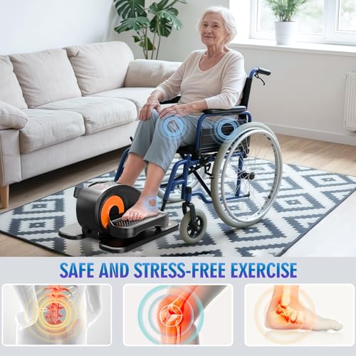 Under Desk Elliptical Machine, Ellipse Leg Exerciser for Seniors Fully Assembled, Quiet & Portable Electric Seated Pedal Exerciser with Remote Control & 12 Adjustable Speeds