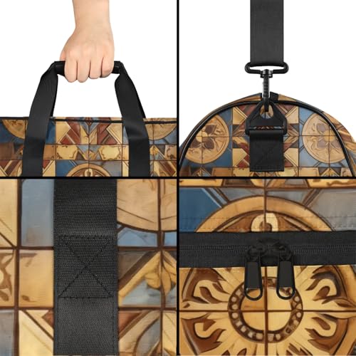 Vintage Plaid 43L Gym Duffle Bag for men with Shoe Compartment, Art Patterns Overnight Weekender Bag for Women with Shoulder Strap, Ideal for Travel, Gym, Sports4