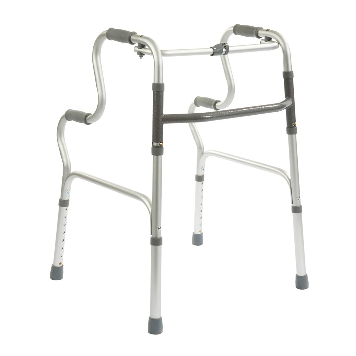 Deambulatore Chiudibile - Invacare Foria P421B - Deambulatore Pieghevole - Altezza Regolabile - Impugnature in Elastomero - Grigio Anodizzato