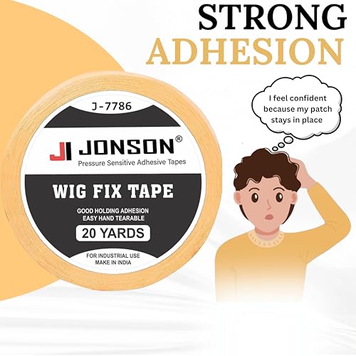 Image of Jonson Yellow Cotton Hair Patch Tape | Strong Hold 7-14 Days | Water & Sweat Resistant | Skin-Friendly | Easy to Apply & Remove | 20 Yards