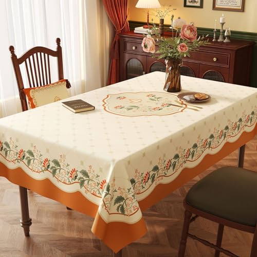 Surwin Hojas Plantas Mantel Hule Mesa, Mantel Antimanchas Manteles de PVC Rectangular manteles Mesa Impermeable, Ropa Mesa Camilla Lavable para Cocina Comedor Fiestas (Cuadros,90x140cm)