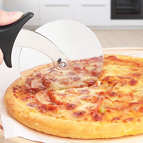 Coupe Pizza, Roulette Pizza, Pizza Couteau avec Lame en Acier Inoxydable, Manche en ABS, Lame de Diamètre 10 cm avec Serrage Réglable, Noir