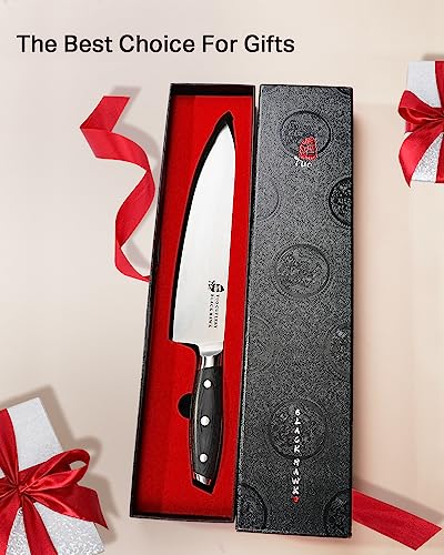 Tuo Chef Knife -Professional Kitchen Chefs Knife Cooking Knife Gyuto Knives 10 Inch,Razor Sharp German Hc Steel Japanese Chef Knife With Ergonomic Pakkawood Handle - Black Hawk Series In Gift Box #TOP6