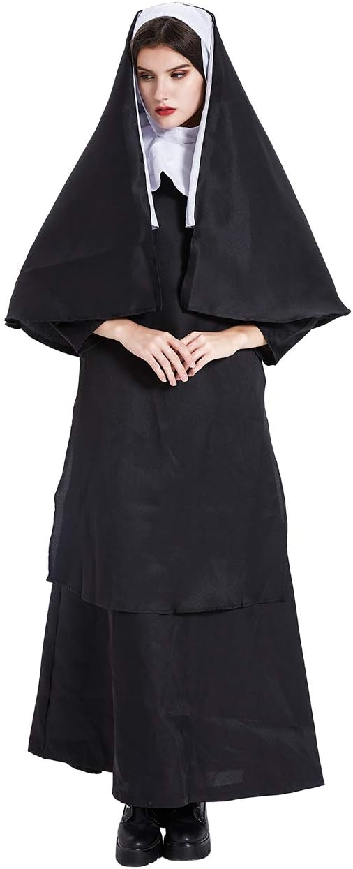Feynman Disfraz de Predicador Jesucristo para Halloween Vestido Sacerdote Monja Fiesta Juego de Roles Traje de Espectáculo 2XL