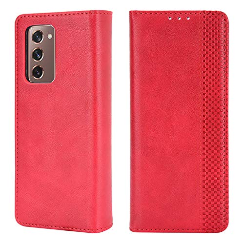 Miimall Compatible with Samsung Galaxy Z Fold 2 5G 2020 Wallet Case Cover Flip Design Leather Case Anti-Scratch Shockproof Bumper Wallet Case for Samsung Galaxy Z Fold2 5G(Red)